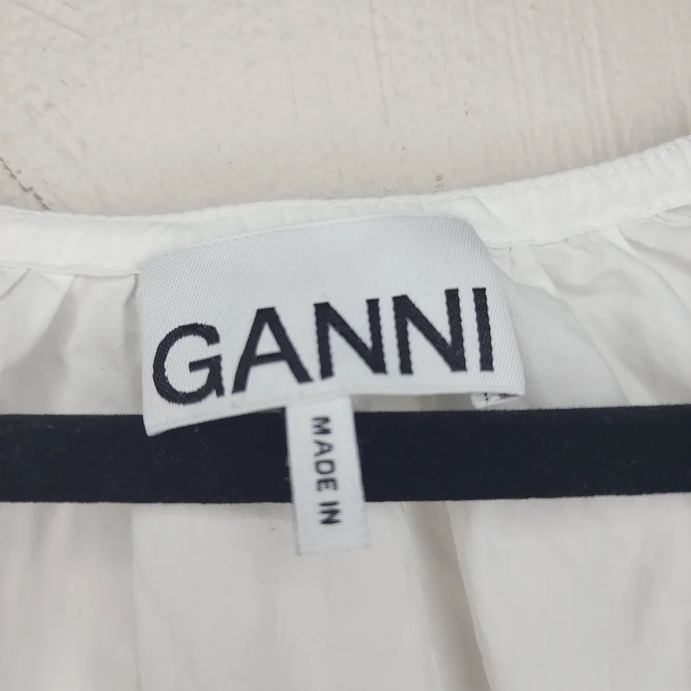 GANNI Organic Poplin Cotton Dress Square Neck | White - Picture 4 of 8